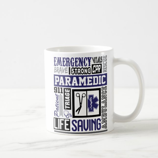 Taza De Café Símbolo Paramédico Personalizado Palabras Café Mug (Derecha)