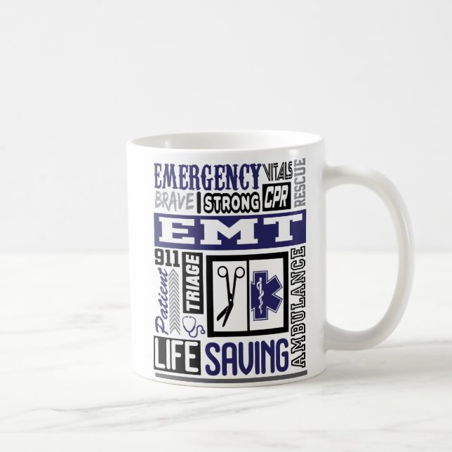 Taza De Café Símbolo Personalizado De Emt/Ems Palabras De Café  (Derecha)