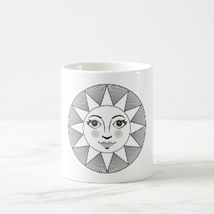 Taza De Café Símbolo sonriente de astronomía blanco y negro