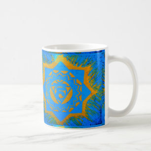 Taza De Café símbolo tántrico de oro en azul