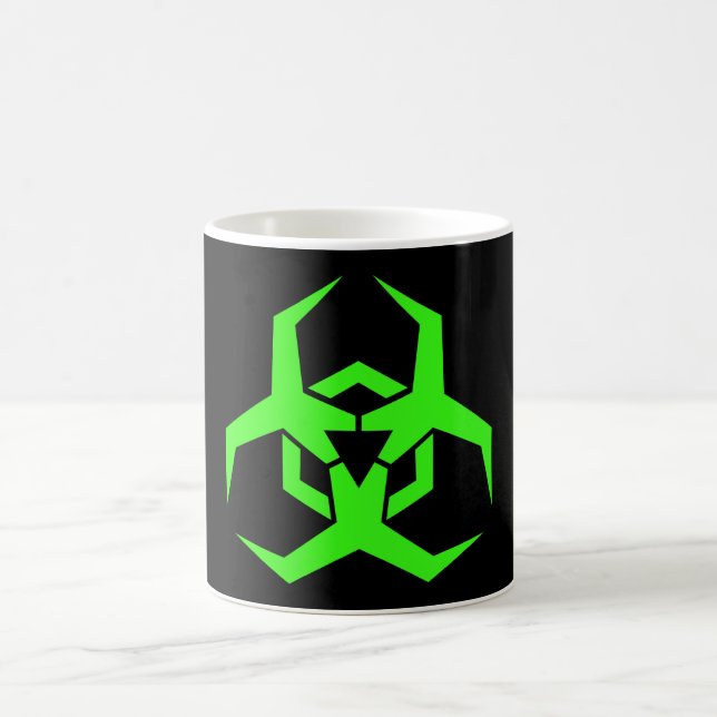 Taza De Café Símbolo verde de neón del Biohazard (Centro)
