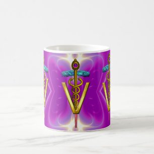 TAZA DE CAFÉ SÍMBOLO VETERINARIO CADUCEUS GOLDEN