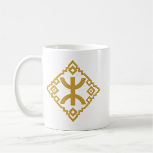 Taza De Café Símbolo Yaz Amazigh Emblema Geométrico Dorado