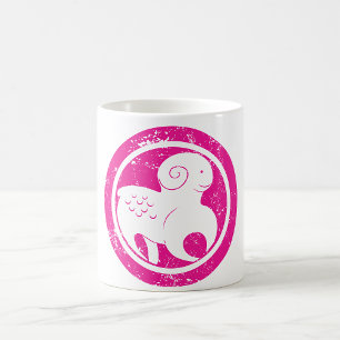 Taza De Café Símbolo zodiaco de Aries Astrología de Ram Rosa Gr