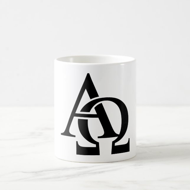 Taza De Café Símbolos alfa y Omega | Cartas de alfabeto griego (Centro)