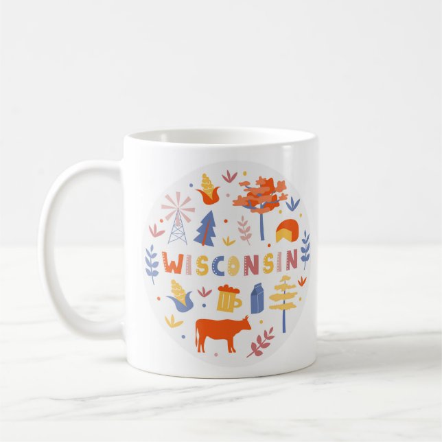 Taza De Café Símbolos de estado del tema Vector Art Wisconsin (Izquierda)