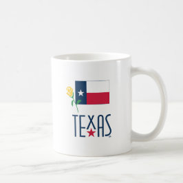 Taza De Café Símbolos de Texas, Bandera de Texas y Rosa Amarill