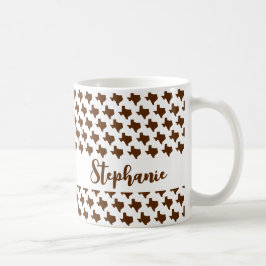 Taza De Café Símbolos de Texas, Estado de Texas, Marrón