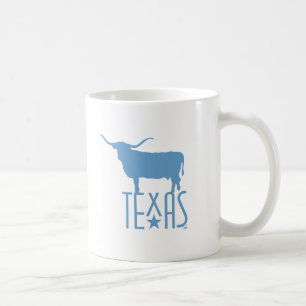 Taza De Café Símbolos de Texas, Longhorn, azul