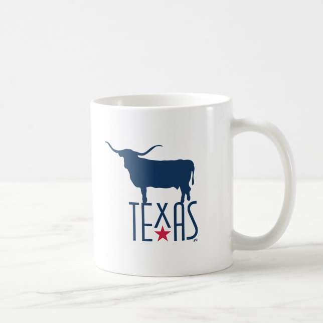 Taza De Café Símbolos de Texas, Longhorn, marina (Derecha)