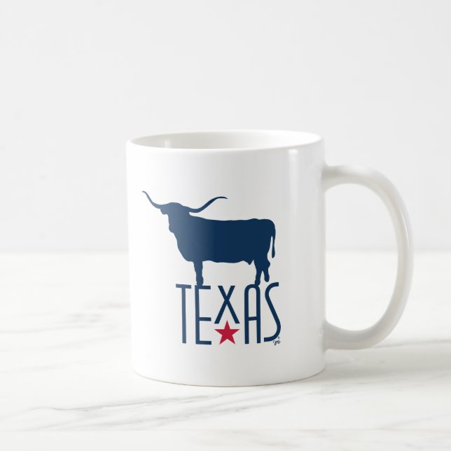 Taza De Café Símbolos de Texas, Longhorn, marina (Derecha)