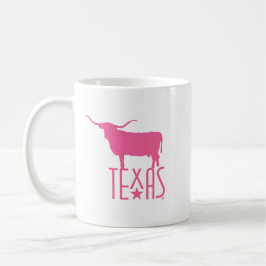 Taza De Café Símbolos de Texas, Longhorn, rosa