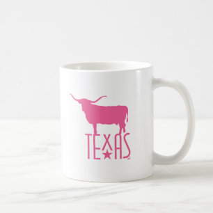 Taza De Café Símbolos de Texas, Longhorn, rosa