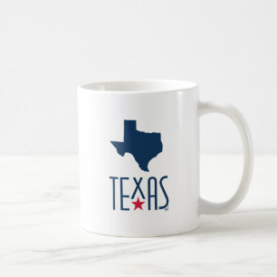 Taza De Café Símbolos de Texas, Texas, azul marino