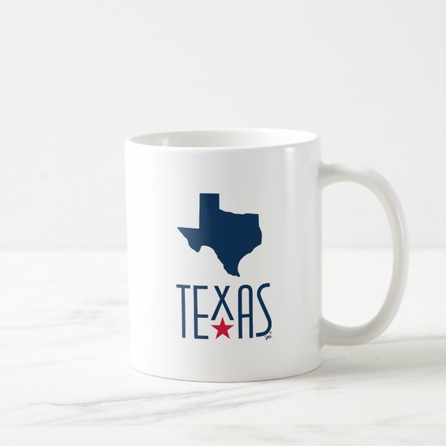Taza De Café Símbolos de Texas, Texas, azul marino (Derecha)