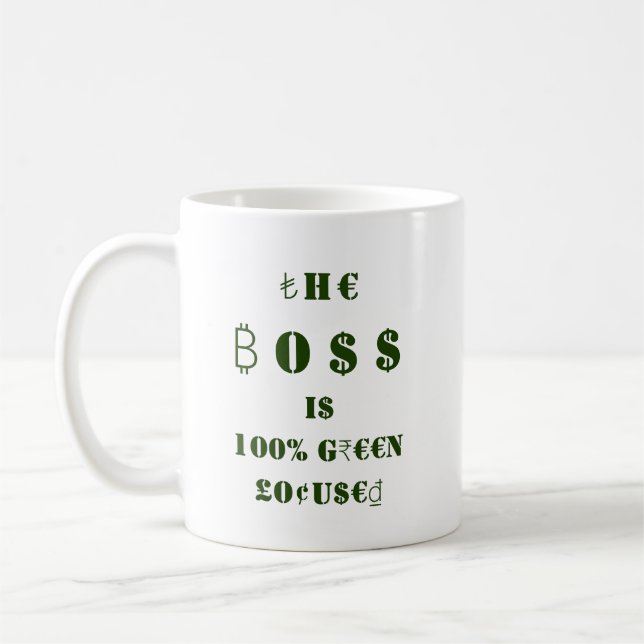Taza De Café Símbolos monetarios Divertido Bosque Verde Financi (Izquierda)