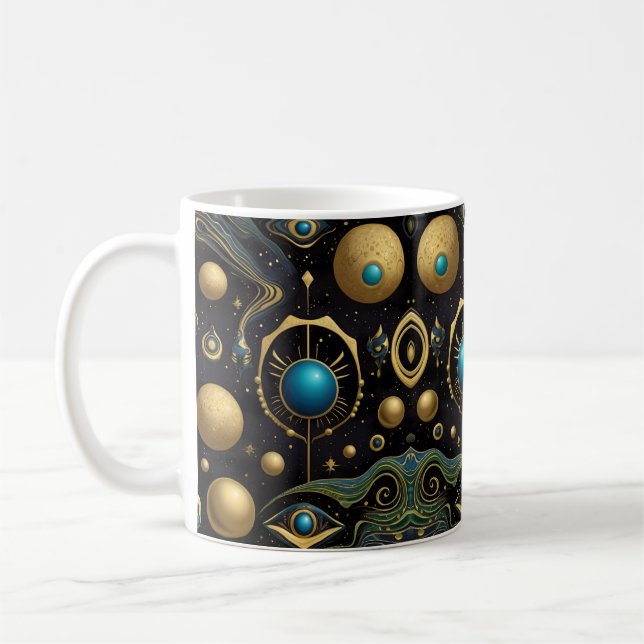 Taza De Café Simetría estelar azteca: Patrón cósmico (Izquierda)