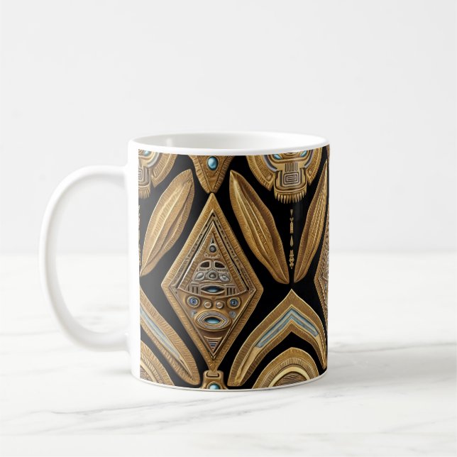 Taza De Café Simetría estelar azteca: Patrón cósmico (Izquierda)
