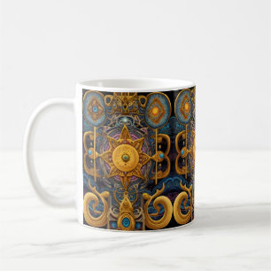 Taza De Café Simetría estelar azteca: Patrón cósmico
