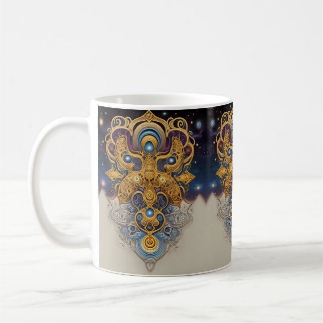 Taza De Café Simetría estelar: Ornamentación cósmica (Izquierda)