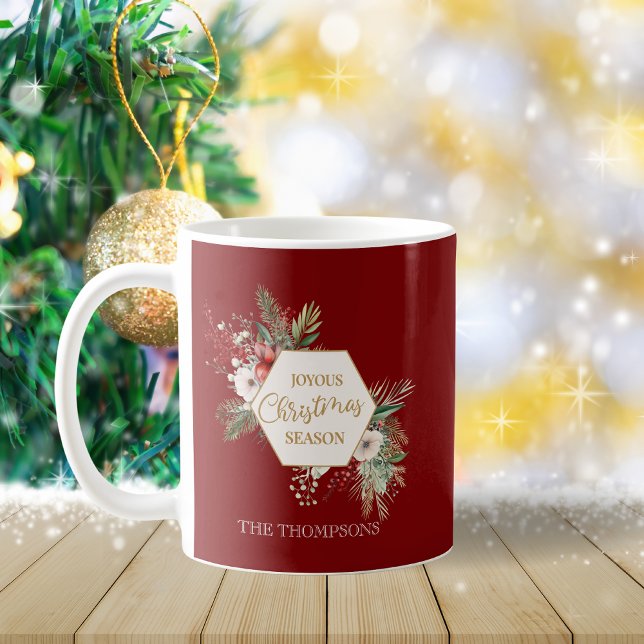 Taza De Café Simple acuarela Invierno Botánico Festividad Roja (Subido por el creador)