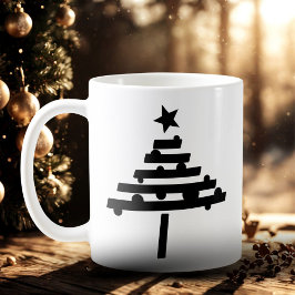 Taza De Café Simple árbol negro de Navidad con una estrella