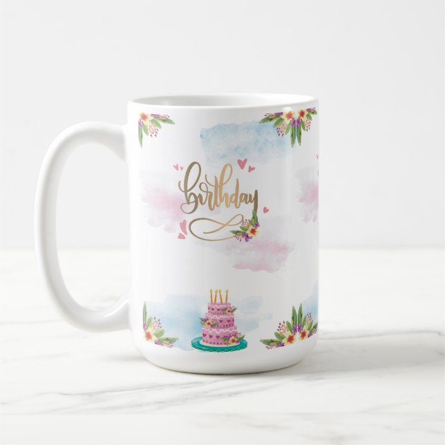 Taza De Café Simple Birday Design Mug (Izquierda)