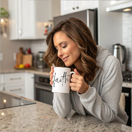 Taza De Café Simple Black Faith Bible Verse Calligraphy Textos