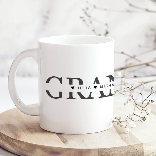 Taza De Café Simple Black White Grandma Add Names (Subido por el creador)
