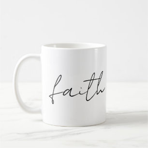 Taza De Café Simple Black White Hand Written Faith Art