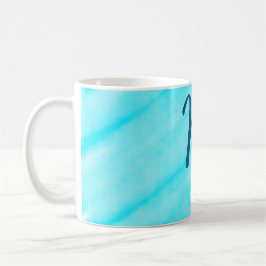 Taza De Café simple blue whi watercolor lines add your monogram