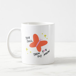 Taza De Café Simple Cita de Mariposa Naranja Valiente en una Ma