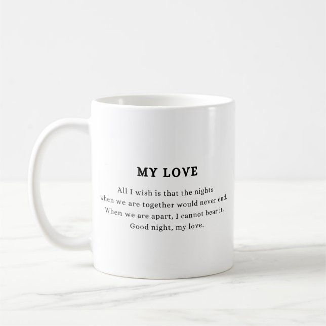 Taza De Café Simple Cita "Mi Amor" San Valentín (Izquierda)