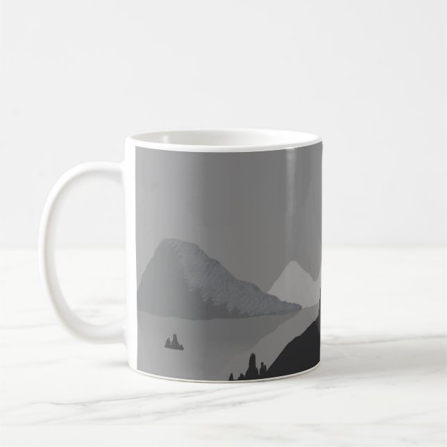 Taza De Café Simple coffee mug with gray mountain landscape (Izquierda)