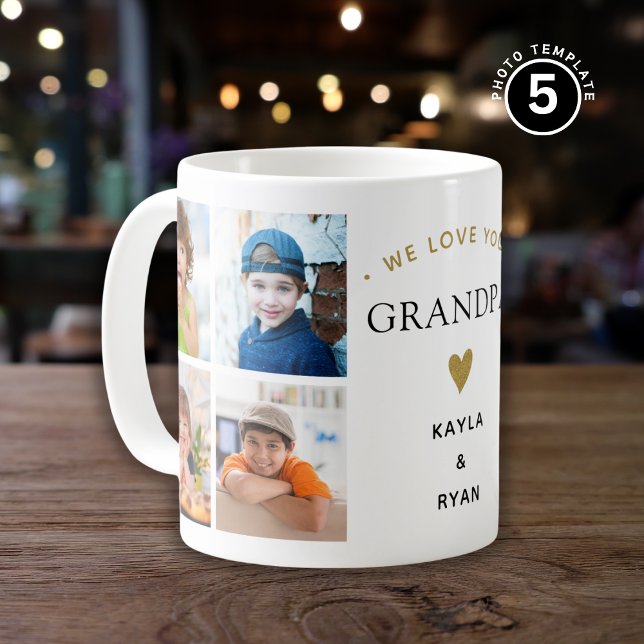 Taza De Café Simple Collage de fotos moderno 8 te queremos abue (Subido por el creador)