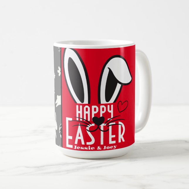 Taza De Café simple conejito de Pascua simple linda familia (Anverso derecho)