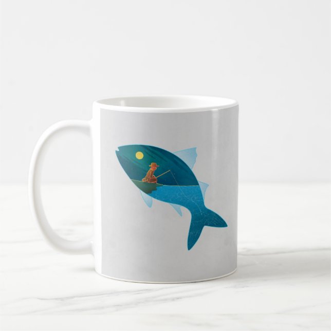 Taza De Café Simple Creatividad Única Imaginativa Pescador (Izquierda)