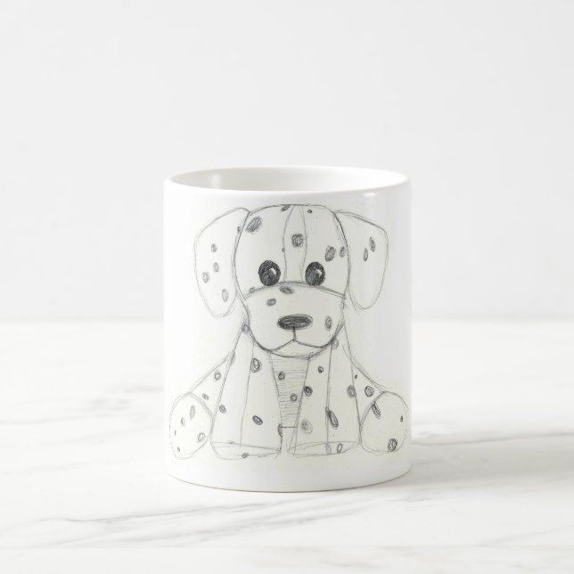 Taza De Café simple doodle de perro dálmata negro blanco para n (Centro)