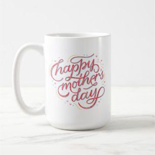 Taza De Café Simple Encantador Feliz Día de la Madre Blanco Ros