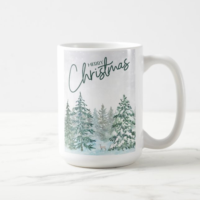 Taza De Café Simple Feliz Mensaje De Navidad En Los Bosques (Derecha)