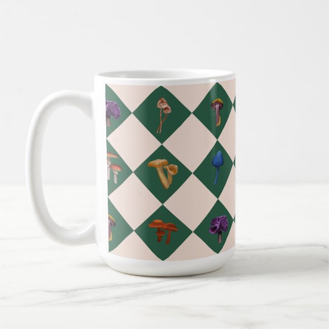 Taza De Café Simple green check with mushrooms (Izquierda)