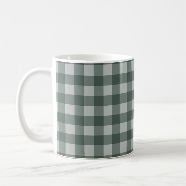 Taza De Café Simple Green Gingham Checkered (Izquierda)