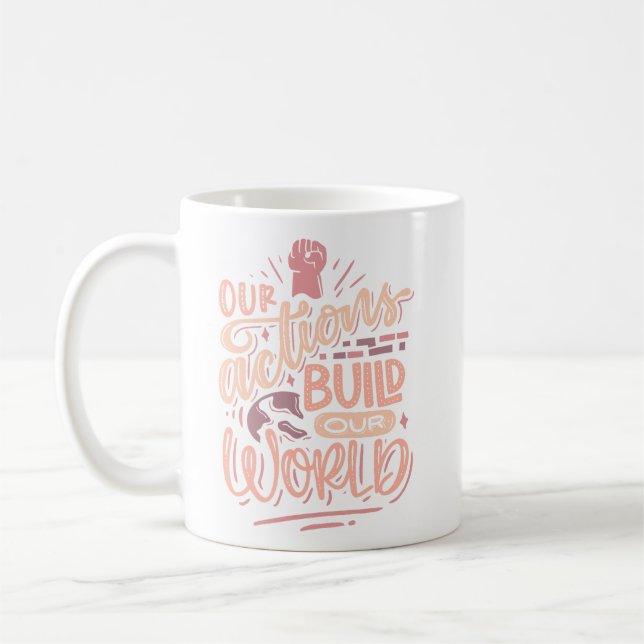 Taza De Café Simple Inspiración Cita Radiante suave de coral ro (Izquierda)