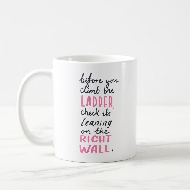 Taza De Café Simple Inspirational Quote Elegant Black Bold Pink (Izquierda)