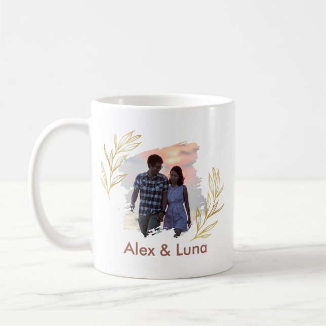 Taza De Café Simple Love Elegant Couple Gift Romantic Warm Cute (Izquierda)