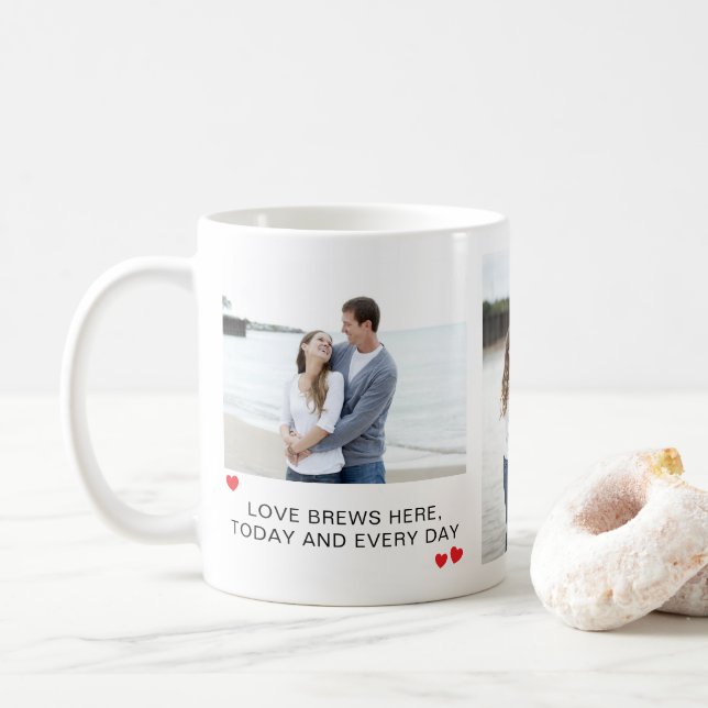 Taza De Café Simple Love Quote Día de San Valentín 3 Collage de (Con donut)