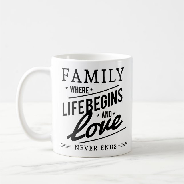 Taza De Café Simple Love Warmth Cita Familia Blanco Negro Limpi (Izquierda)