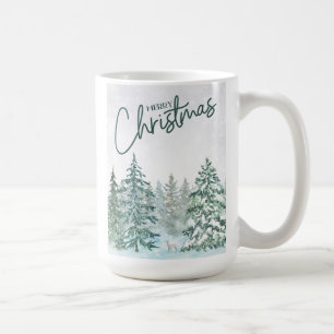 Taza De Café Simple Mensaje de Feliz Navidad Ciervo en el Bosqu