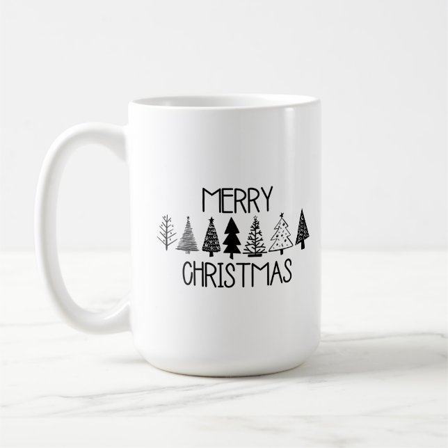 Taza De Café Simple Merry Christmas Trees Coffee Mug (Izquierda)