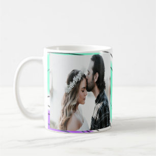 Taza De Café simple minimal añade tu nombre foto azul verde púr